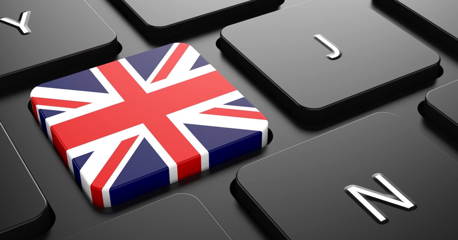 bandera británica en teclas de teclado